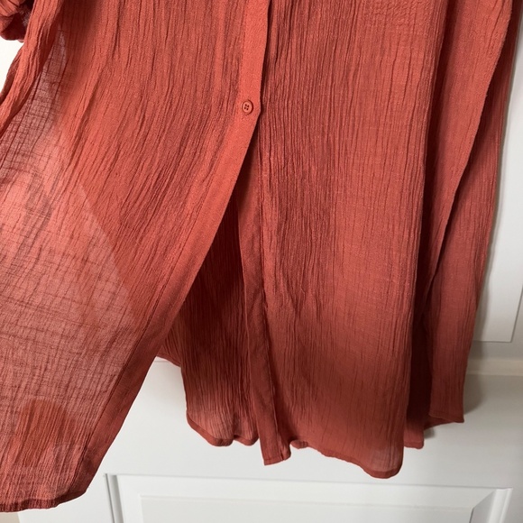 Bluivy Shirt Dress Flowy Coverup, Burnt 🍊, Size S/M - Picture 7 of 14